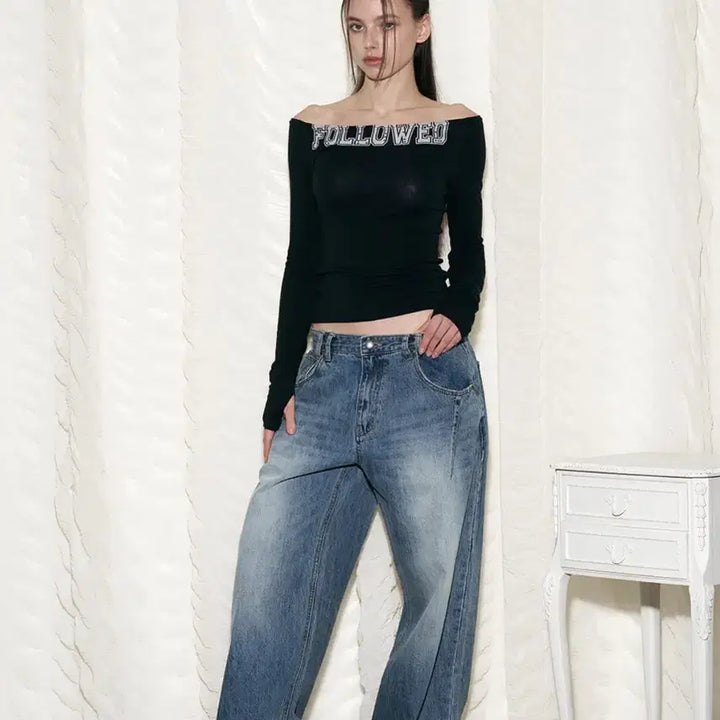 [BUNJANG] Please Follow 25 Damage Washing Wide Denim Jeans Size S / 플리즈노팔로우 25 데미지 워싱 와이드 데님 s사이즈