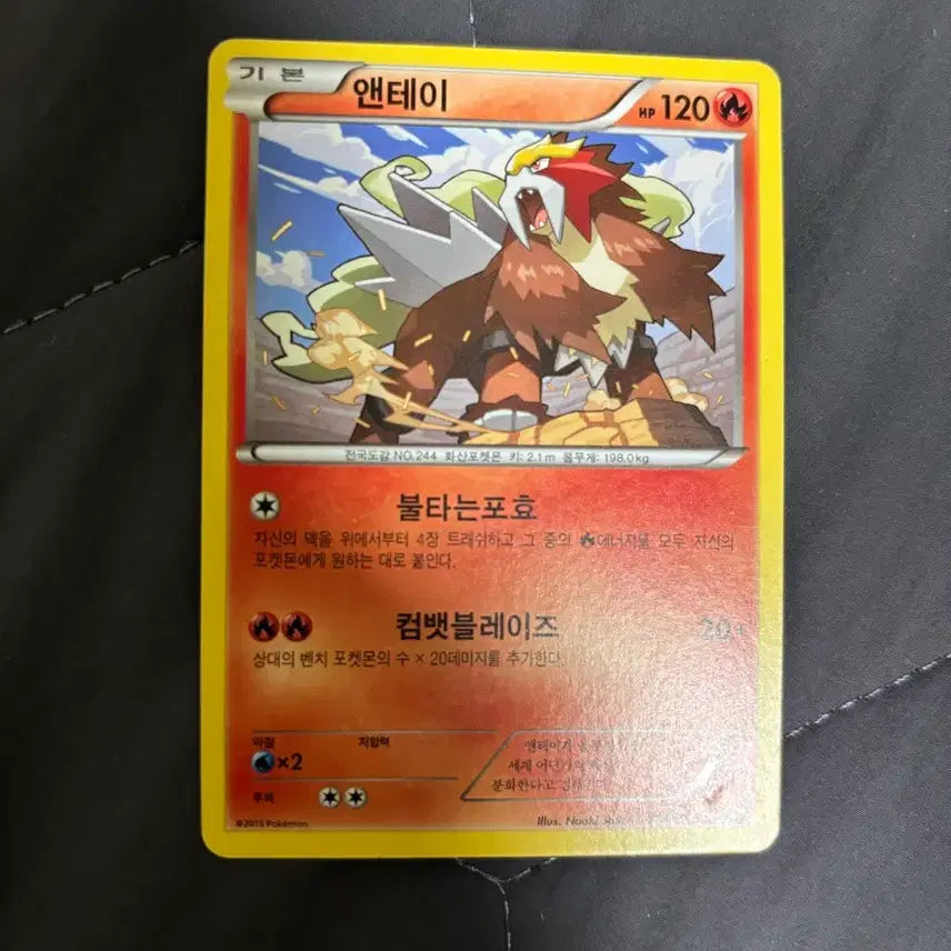 [BUNJANG] Pokemon Card Entei 2015 Ancient Card / [포켓몬카드] 앤테이 2015 고대 카드