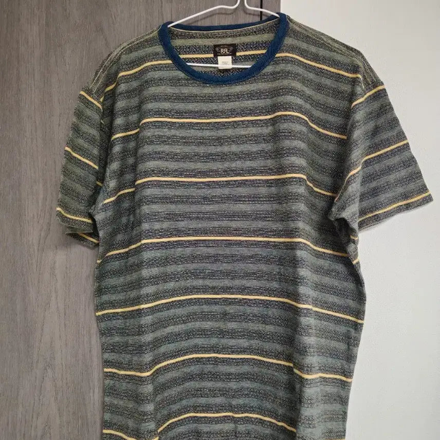 [BUNJANG] RRL Indigo Jacquard Stripe Short Sleeve T-Shirt / [L]RRL 더블알엘 인디고 자카드 스트라이프 반팔 티셔츠