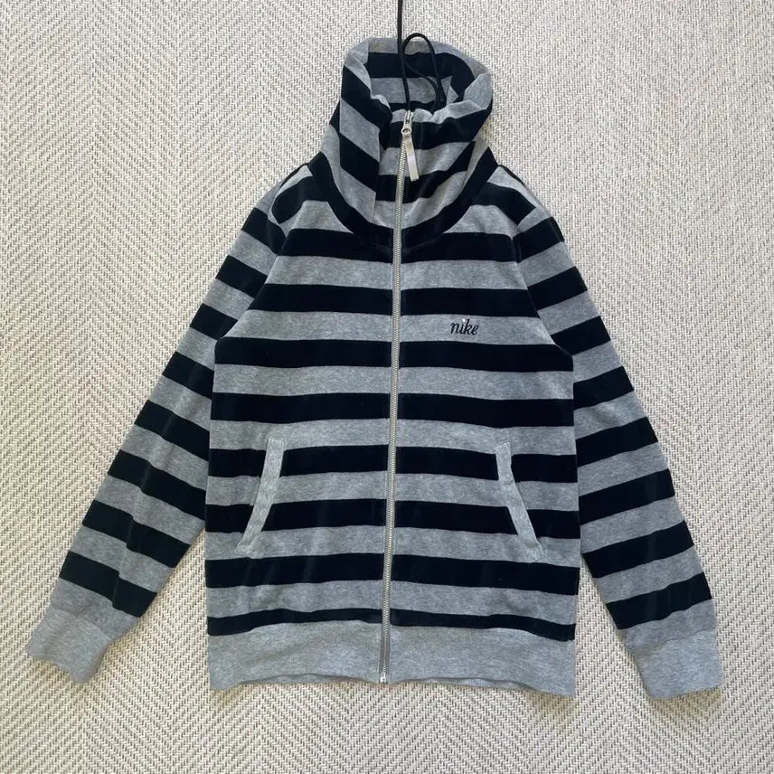 [BUNJANG] Nike Terry Cotton Stripe Zip-Up Jacket / 나이키 태리코튼 스트라이프 집업 자켓