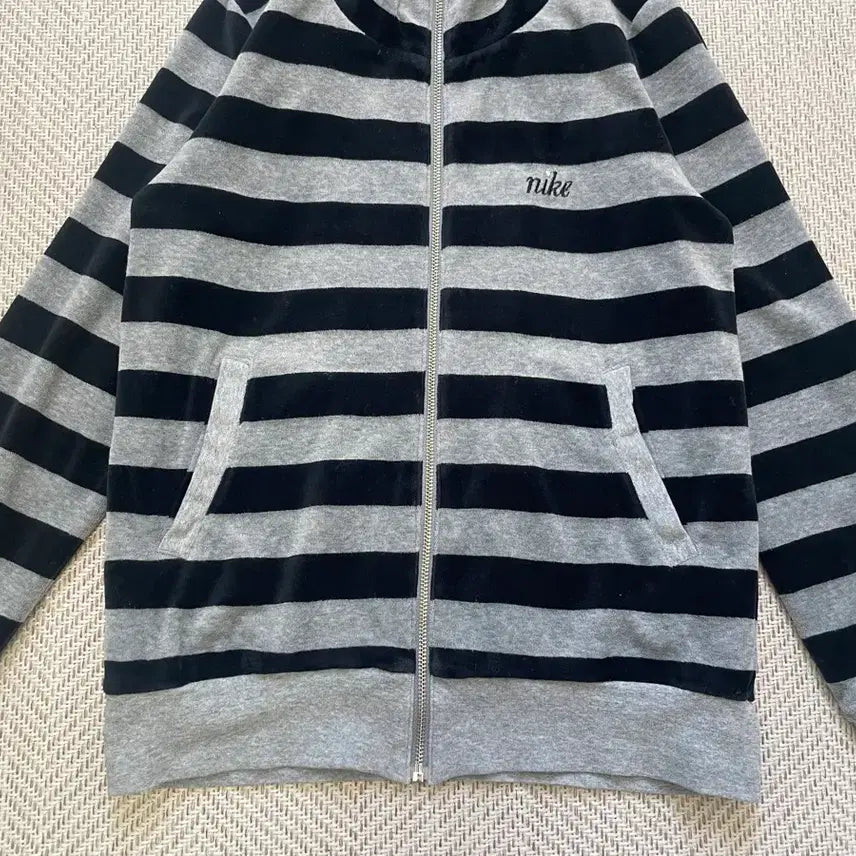 [BUNJANG] Nike Terry Cotton Stripe Zip-Up Jacket / 나이키 태리코튼 스트라이프 집업 자켓