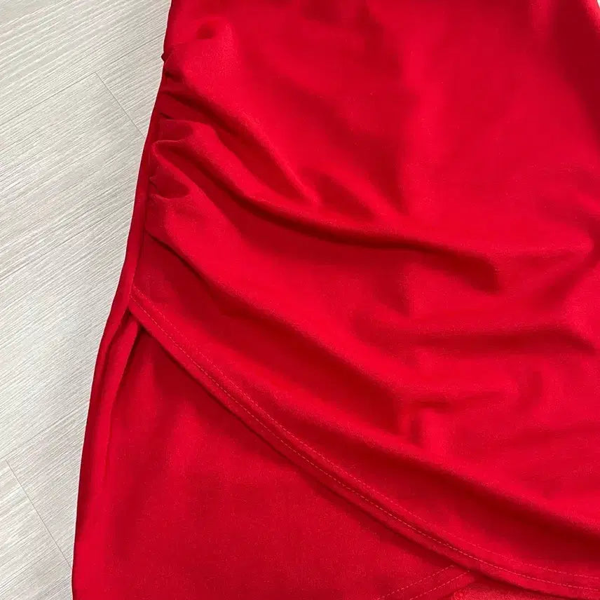 [BUNJANG] Red Shirring Mini Dress Party Dress / 레드 셔링 미니원피스 홀복 파티드레스