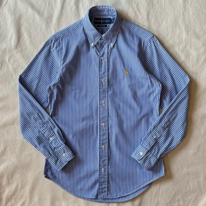 [BUNJANG] Polo Ralph Lauren Custom Fit Stripe Button-Down Shirt - Sky Blue &amp; White / [S/W55] PRL 커스텀 핏 스트라이프 셔츠