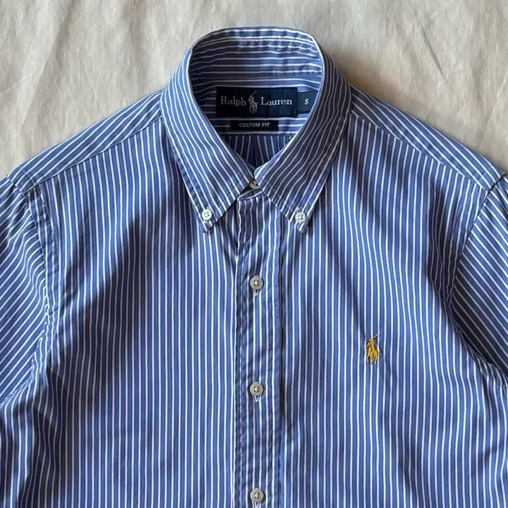 [BUNJANG] Polo Ralph Lauren Custom Fit Stripe Button-Down Shirt - Sky Blue &amp; White / [S/W55] PRL 커스텀 핏 스트라이프 셔츠