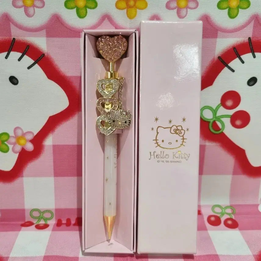 [BUNJANG] Viviticus Hello Kitty Crystal Gold Mechanical Pencil / 고전 키티 비비틱스 샤프 펜 문구 피규어 크리스탈
