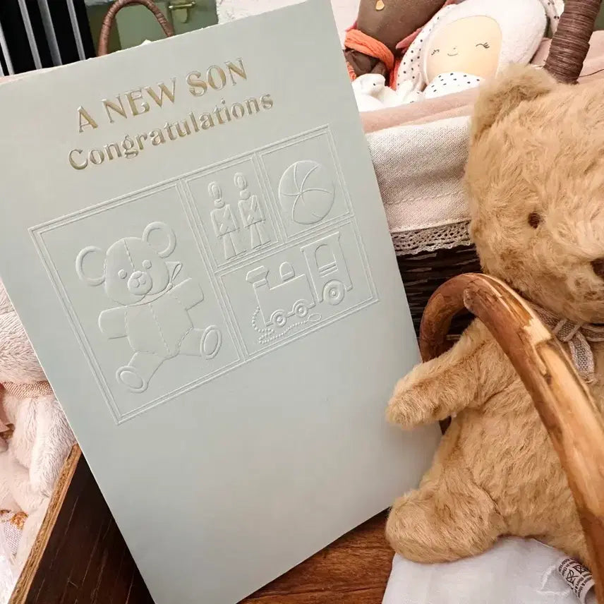 [BUNJANG] Vintage Baby Card Birthday Card with Teddy Bear / 빈티지 베이비카드 곰돌이 탄생축하카드
