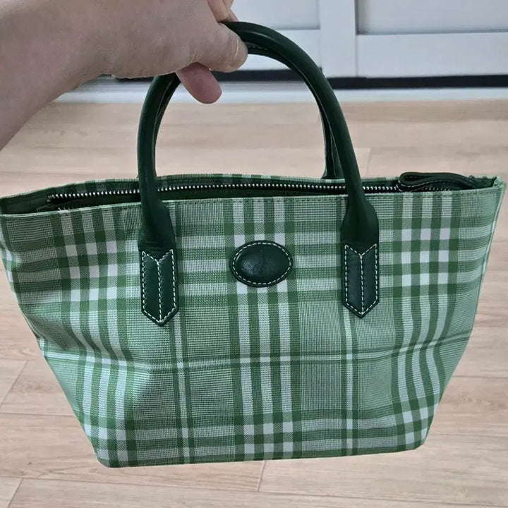 [BUNJANG] Beanpole Check Mini Tote Bag Green / BEAN POLE 체크 미니 토트백 그린