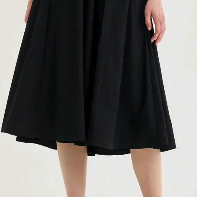 [BUNJANG] SJSJ Waist Leather Block Flare Skirt / 한섬 SJSJ 웨이스트 레더 블록 플레어 스커트 55 새상품