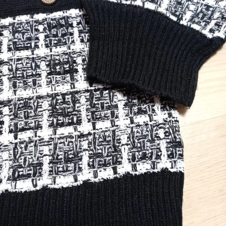 [BUNJANG] Evelyn Tweed Knit Cardigan Black / evelyn 에블린 트위드 니트 가디건 블랙 양산형