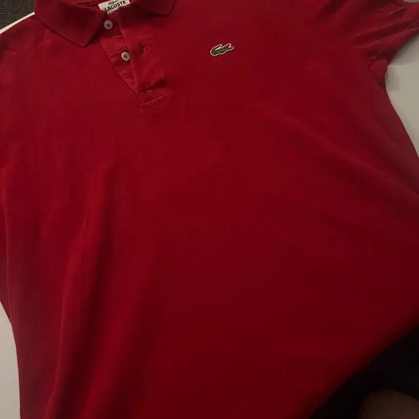 [BUNJANG] Lacoste Red Collar Short Sleeve T-Shirt Size 4 / 라코스테 빨강 카라 반팔 팔아요