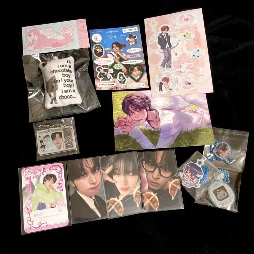 [BUNJANG] NCT WISH Riku Cushion Keyring, Postcard, Sticker, Lucky Draw Set / 엔시티위시 리쿠 쿠션키링 엽서 스티커 비공굿 키링 라무네님 생카