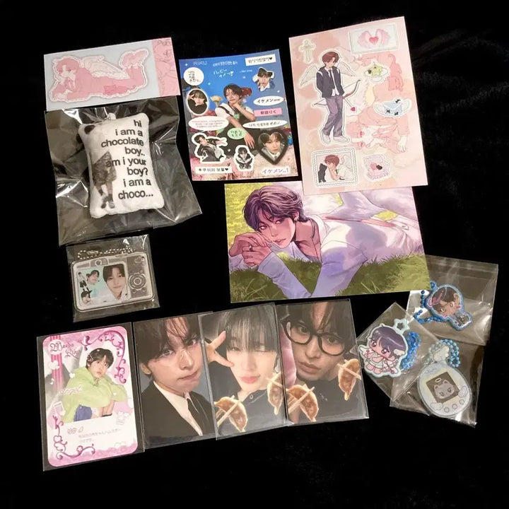 [BUNJANG] NCT WISH Riku Cushion Keyring, Postcard, Sticker, Lucky Draw Set / 엔시티위시 리쿠 쿠션키링 엽서 스티커 비공굿 키링 라무네님 생카