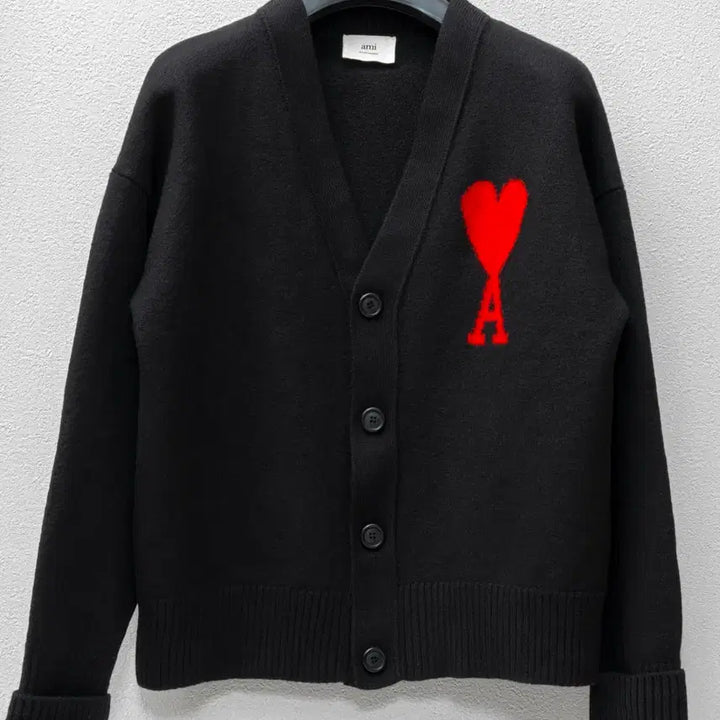 [BUNJANG] AMI Big Heart Cardigan Black M / 아미 빅하트 가디건 블랙 M