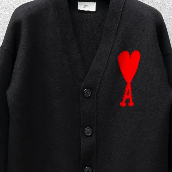 [BUNJANG] AMI Big Heart Cardigan Black M / 아미 빅하트 가디건 블랙 M