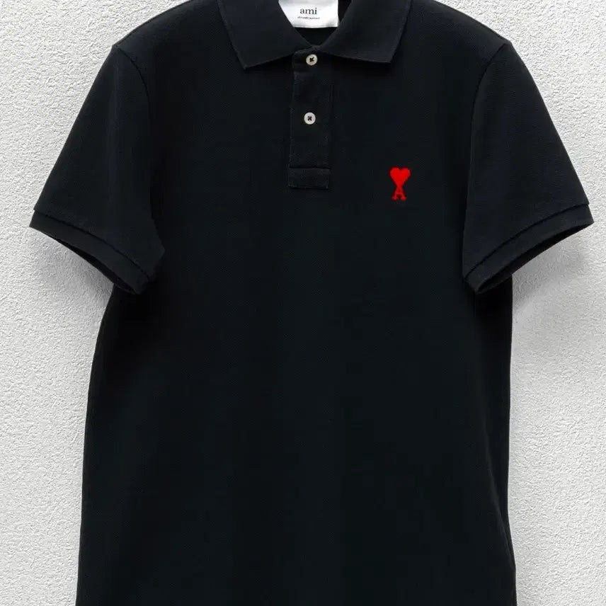 [BUNJANG] AMI Paris Small Heart Polo Shirt Black XXS / 아미 스몰하트 카라티 블랙 XXS