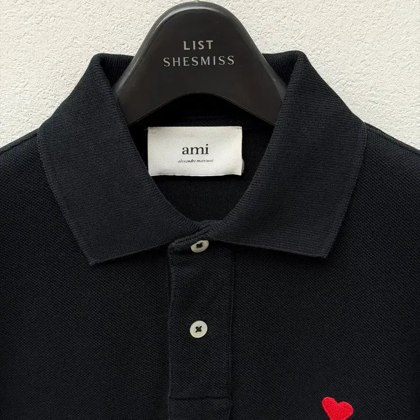 [BUNJANG] AMI Paris Small Heart Polo Shirt Black XXS / 아미 스몰하트 카라티 블랙 XXS