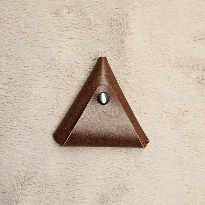[BUNJANG] Triangular Italian Leather Coin Pouch / 삼각형 소가죽 동전지갑