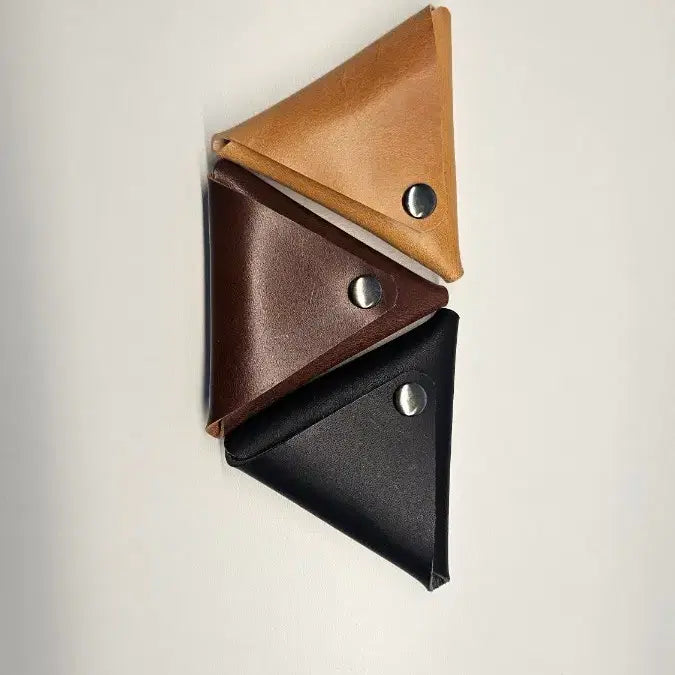 [BUNJANG] Triangular Italian Leather Coin Pouch / 삼각형 소가죽 동전지갑