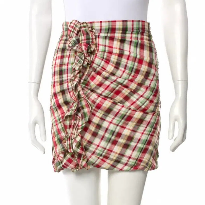 [BUNJANG] Isabel Marant Ruffled Tartan Check Mini Skirt Size 38 / 이자벨마랑 러플장식 타탄체크 미니스커트 38