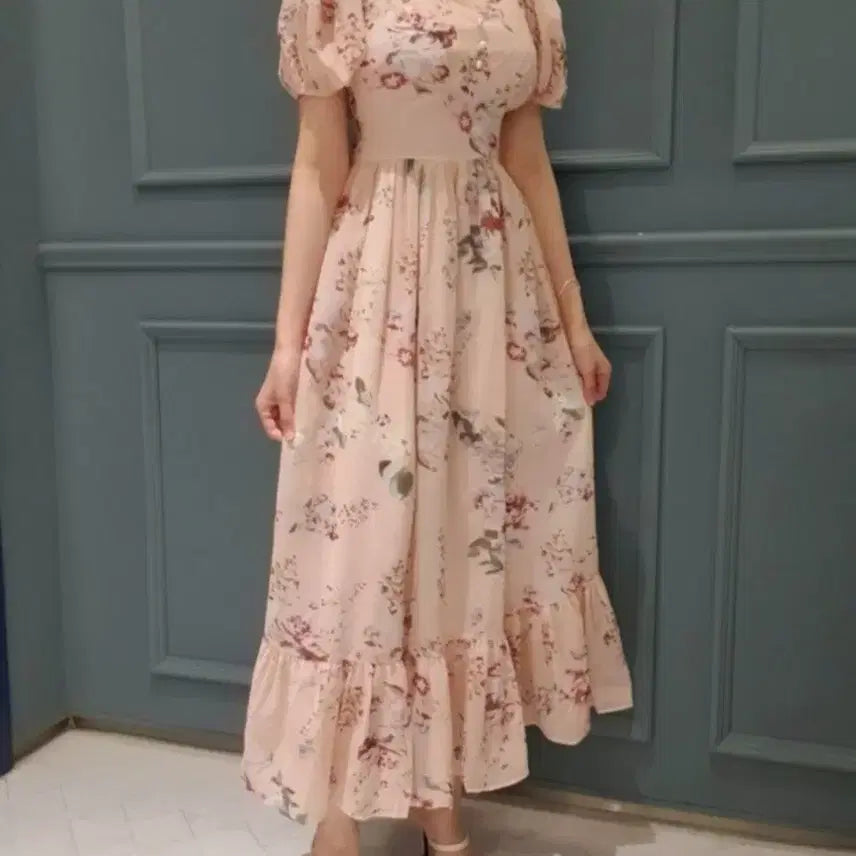 [BUNJANG] Goddess Flower Chiffon Long Dress / 여신 플라워 쉬폰 롱원피스