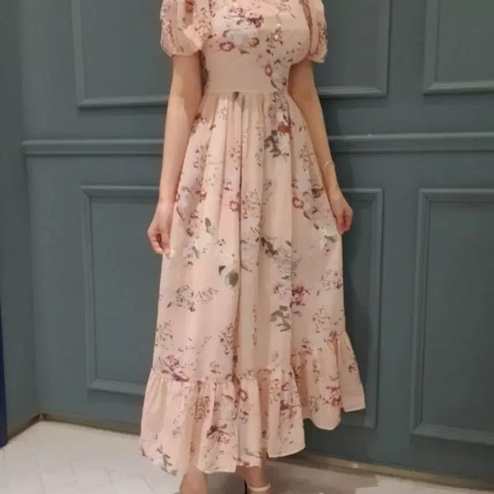 [BUNJANG] Goddess Flower Chiffon Long Dress / 여신 플라워 쉬폰 롱원피스