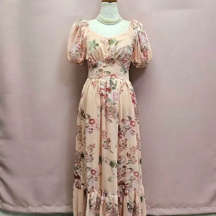 [BUNJANG] Goddess Flower Chiffon Long Dress / 여신 플라워 쉬폰 롱원피스