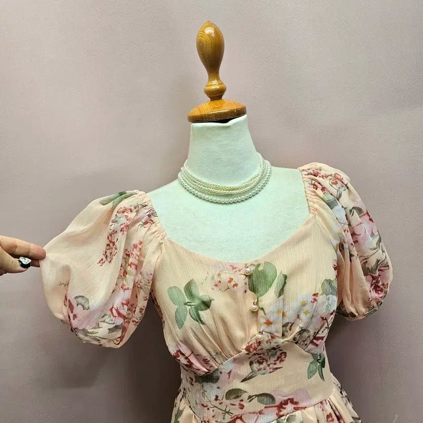 [BUNJANG] Goddess Flower Chiffon Long Dress / 여신 플라워 쉬폰 롱원피스