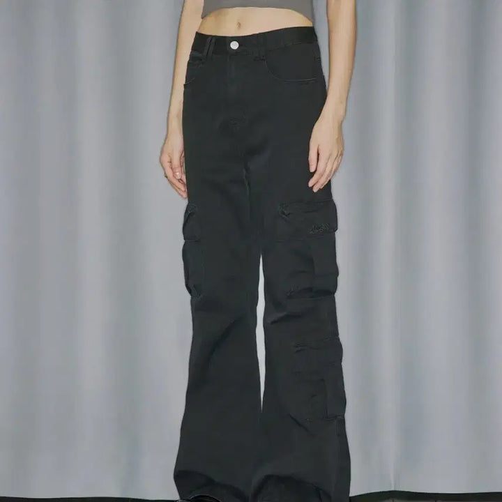 [BUNJANG] ODD STUDIO Cargo Pocket Cotton Bootcut Pants - BLACK / (새상품)오드스튜디오 카고 포켓 코튼 부츠컷 팬츠 - BLACK