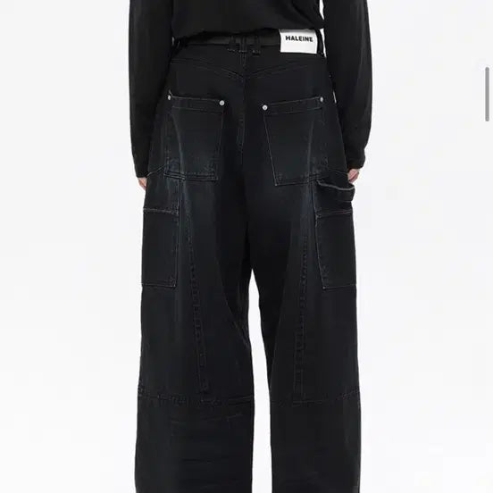 [BUNJANG] Allene Carpenter Cargo Washed Jeans Black / [3]알렌느 카펜터 카고 워시드 진 팬츠
