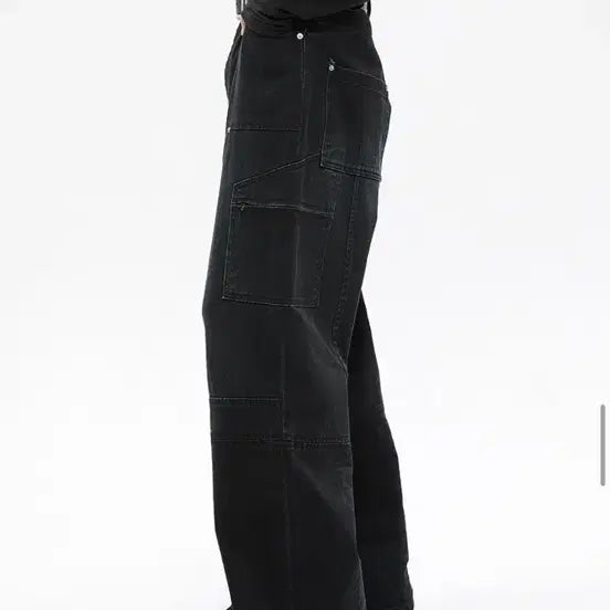 [BUNJANG] Allene Carpenter Cargo Washed Jeans Black / [3]알렌느 카펜터 카고 워시드 진 팬츠