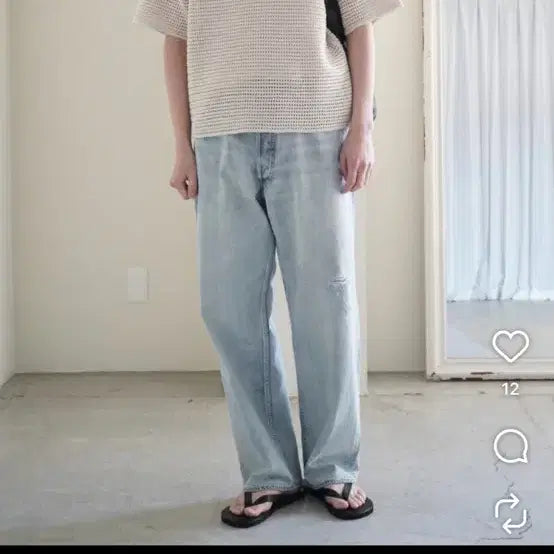 [BUNJANG] Orrery 26SS Bleach Denim Wide Pants / 오라리 26SS 블리치데님 와이드