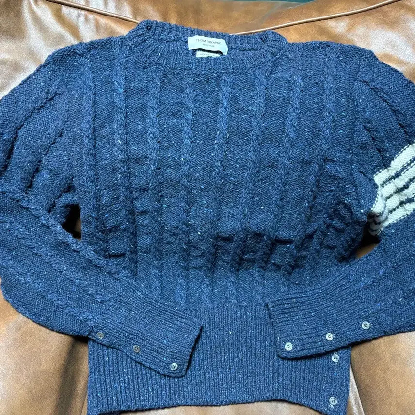 [BUNJANG] Thom Browne Donegal Cable Knit Sweater Navy / [4] 24ss 톰브라운 케이블 니트 네이비