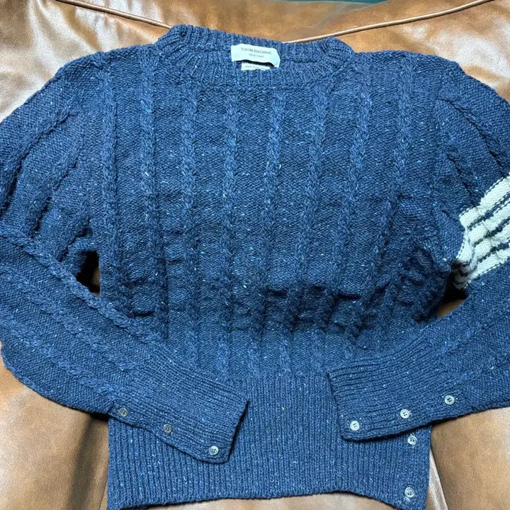 [BUNJANG] Thom Browne Donegal Cable Knit Sweater Navy / [4] 24ss 톰브라운 케이블 니트 네이비