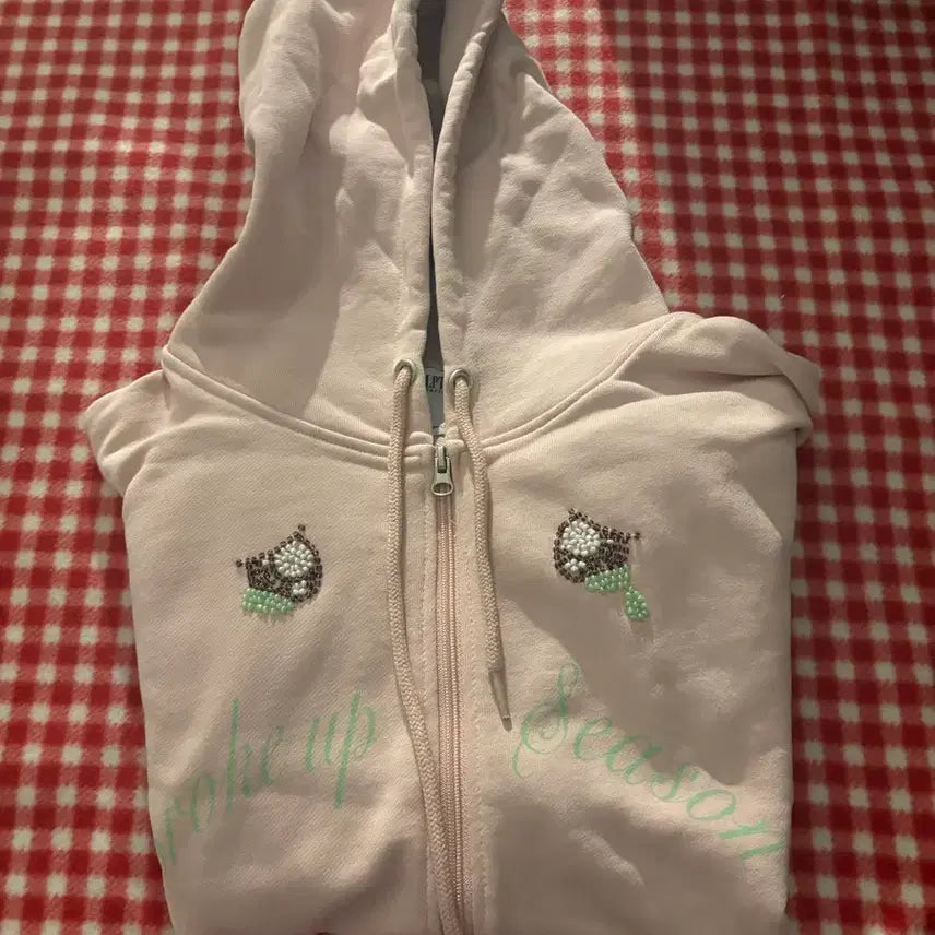 [BUNJANG] Sculptor Tear Logo Pink Hooded Zip-Up / 스컬프터 눈물 핑크 후드집업