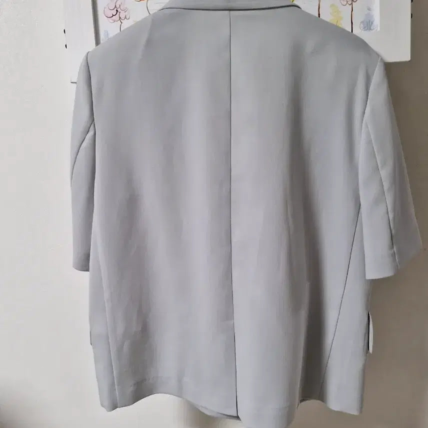 [BUNJANG] SISTINA Short Sleeve Double-Button Jacket Light Grey / 시스티나 반팔 더블버튼 자켓 라이트그레이