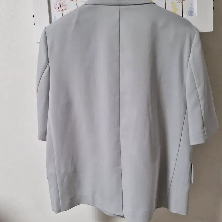 [BUNJANG] SISTINA Short Sleeve Double-Button Jacket Light Grey / 시스티나 반팔 더블버튼 자켓 라이트그레이