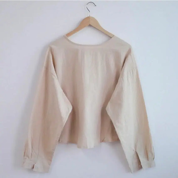 [BUNJANG] Linen Shirt Blue Cardigan / 린넨 셔츠 블루 가디건
