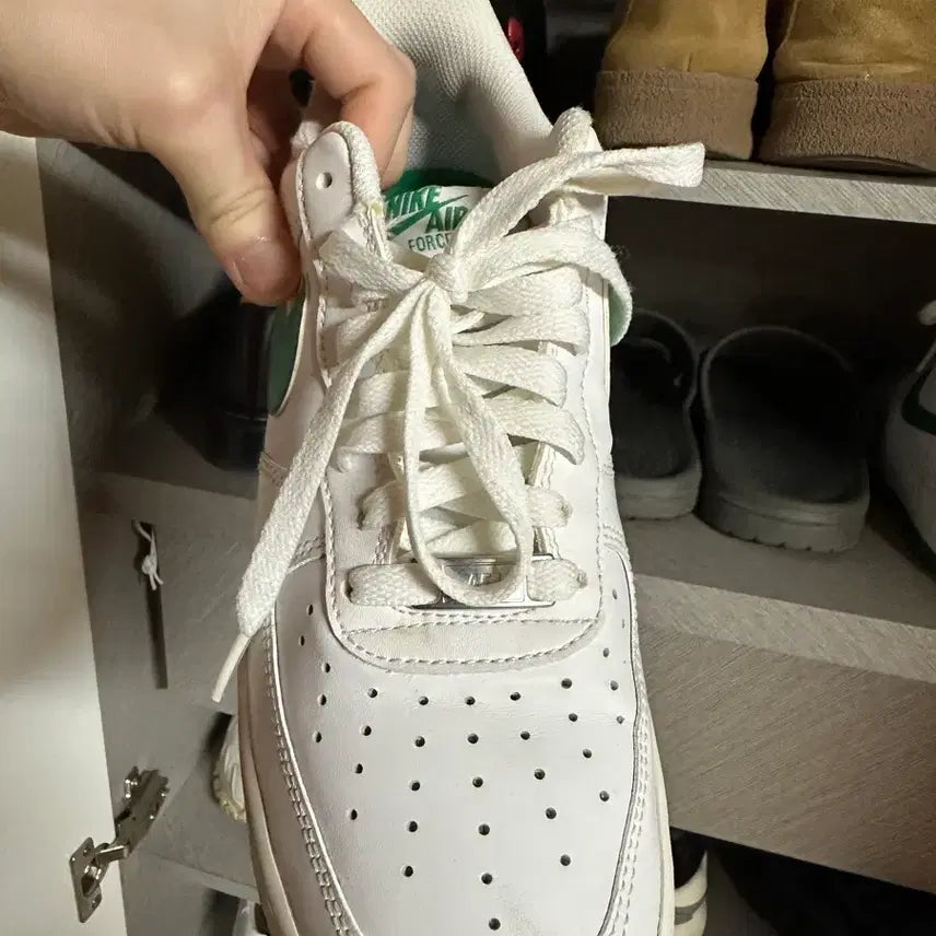 [BUNJANG] Nike Air Force 1 White/Green Swoosh / 나이키 에어포스1 흰/초 녹색 스우시 초록포스