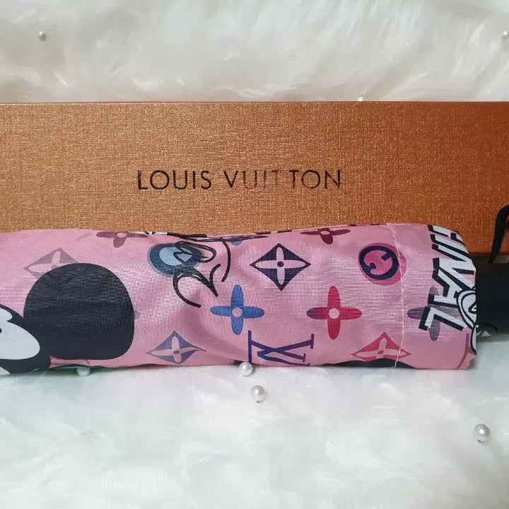 [BUNJANG] Disney Mickey Mouse Collaboration Pink Automatic Sun Umbrella / 미키마우스 LV 콜라보  핑크색 자동 양산 풀박스