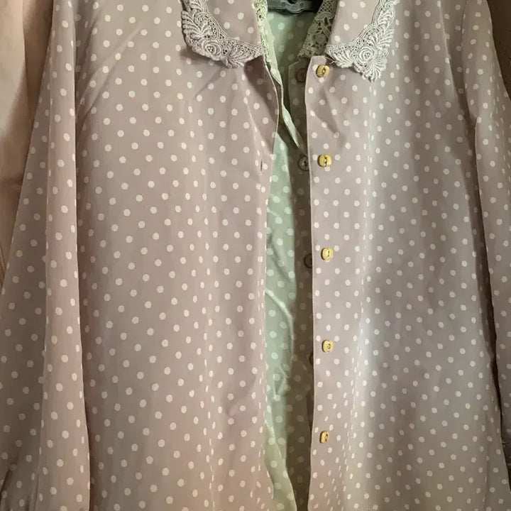 [BUNJANG] Vintage Lavender Polka Dot Blouse / 빈티지 연보라 도트 블라우스