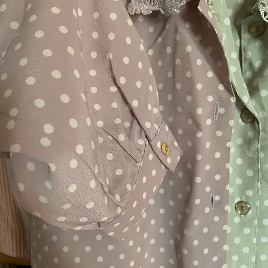 [BUNJANG] Vintage Lavender Polka Dot Blouse / 빈티지 연보라 도트 블라우스