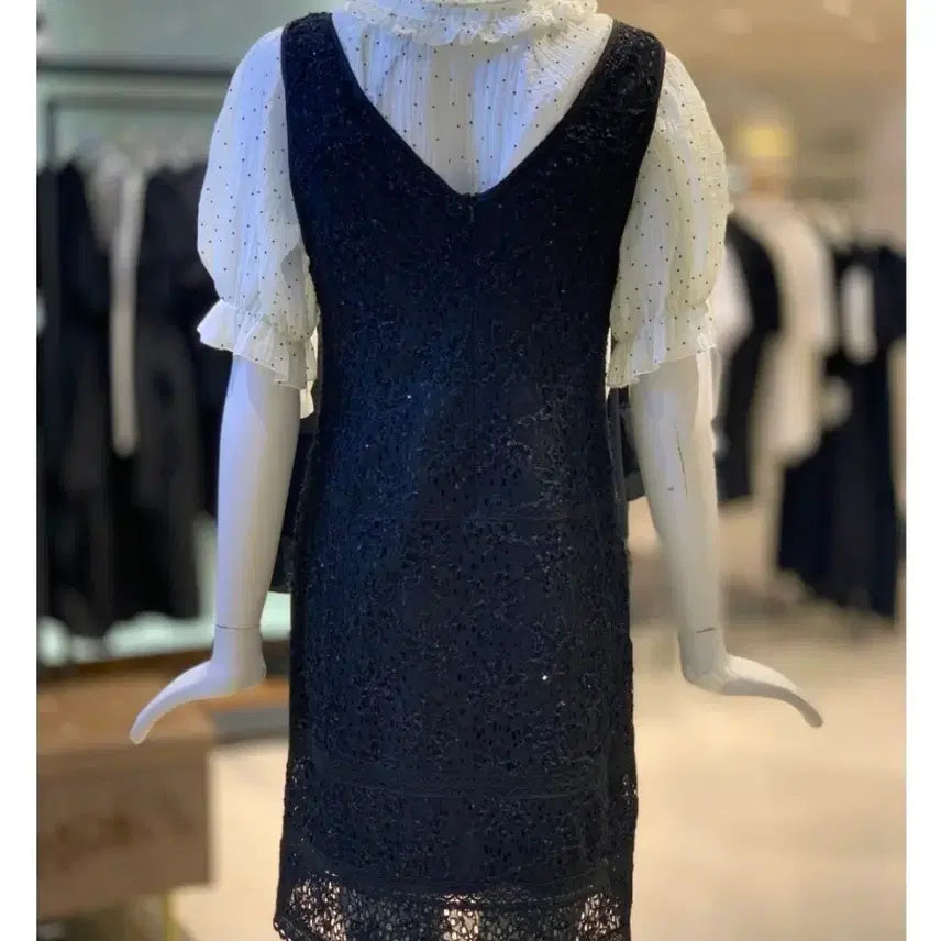 [BUNJANG] DEWL Lace Flower Button Dress Black Size 55 / 듀엘 원피스