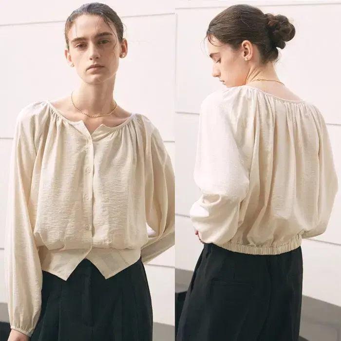 [BUNJANG] Yan13 Pintuck Shirring Blouse / 얀13) 거의새거 핀턱 셔링 블라우스 -F
