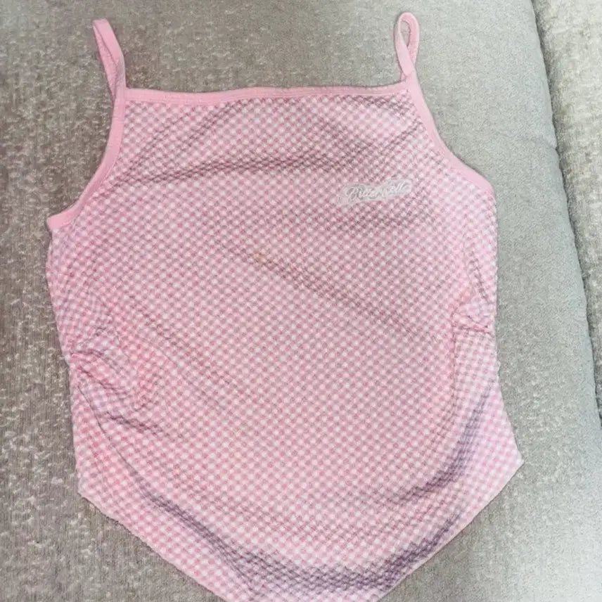[BUNJANG] Bitter Cells Pink Gingham Check Sleeveless Top / 비터셀즈 핑크 깅엄 체크 슬리브리스