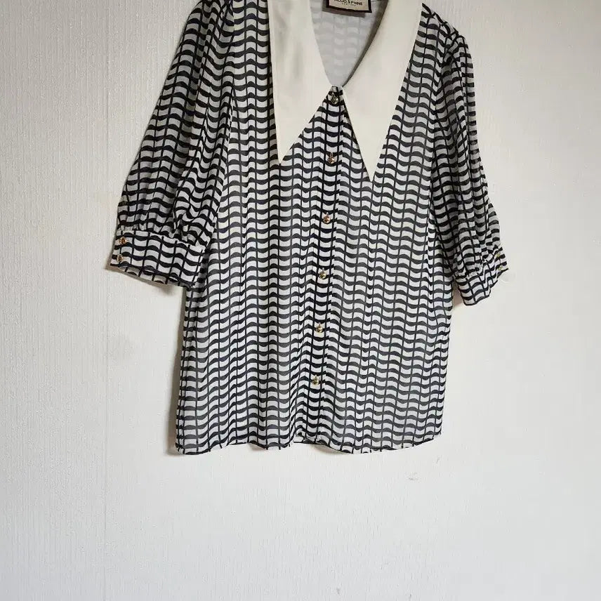 [BUNJANG] MOJO.S.FENE 2019 Long Collar Chiffon Blouse (Size 55-66) / 모조에스핀2019 롱카라 쉬폰 블라우스55반~66반