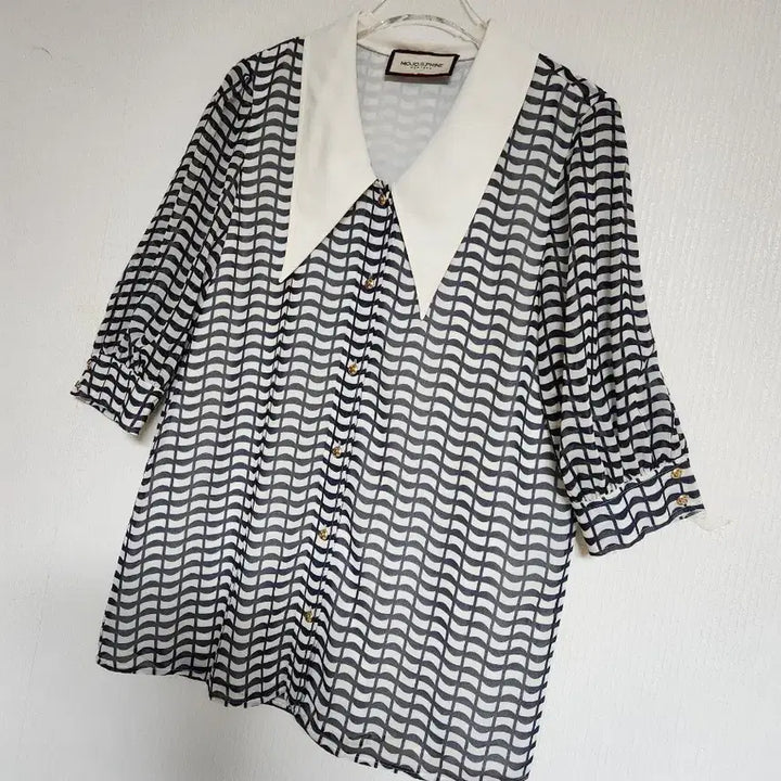 [BUNJANG] MOJO.S.FENE 2019 Long Collar Chiffon Blouse (Size 55-66) / 모조에스핀2019 롱카라 쉬폰 블라우스55반~66반