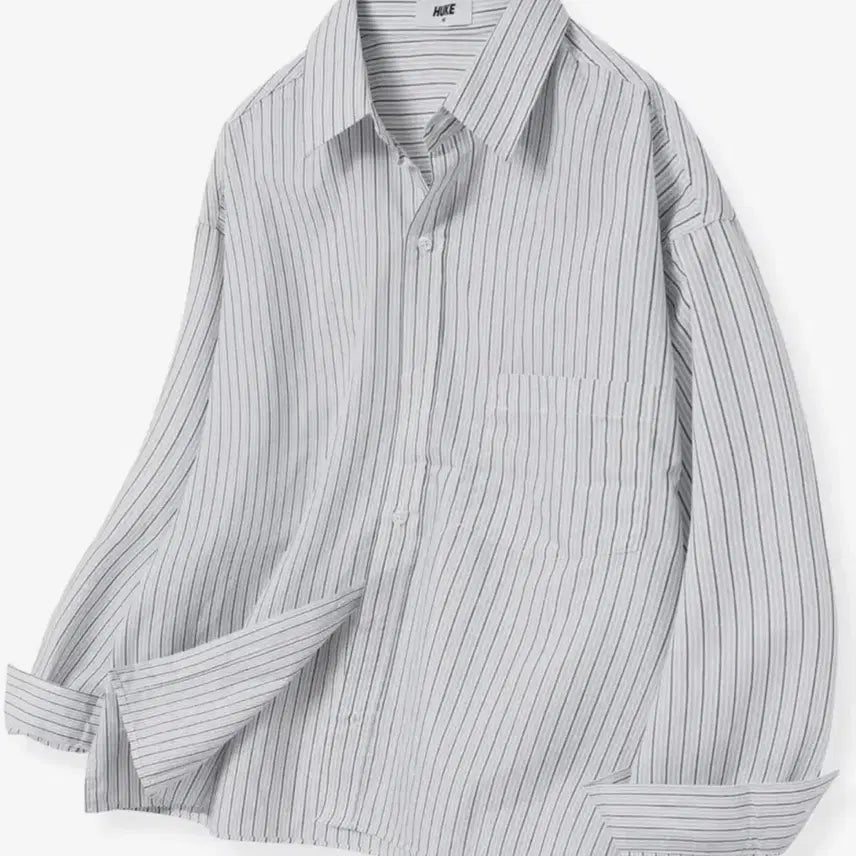 [BUNJANG] HUKE Striped Shirt Charcoal Grey (XS) / HUKE 스트라이프 셔츠 차콜그레이(XS)