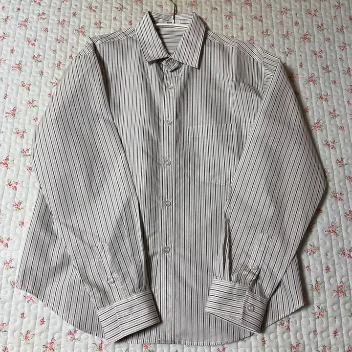 [BUNJANG] HUKE Striped Shirt Charcoal Grey (XS) / HUKE 스트라이프 셔츠 차콜그레이(XS)