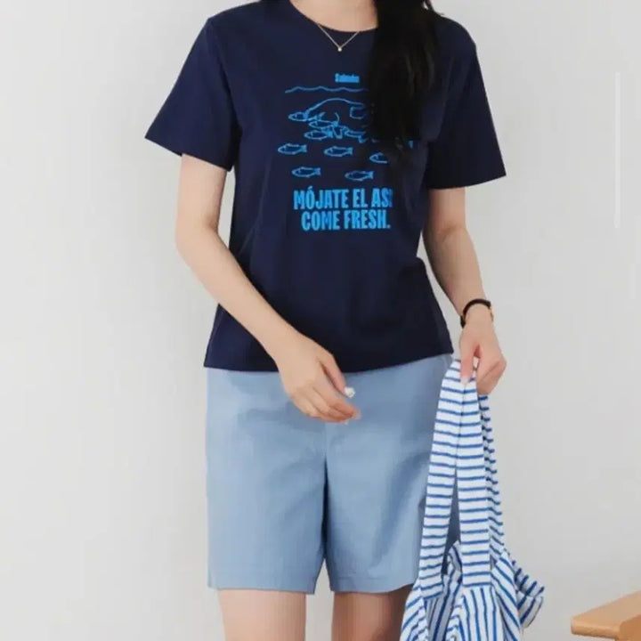 [BUNJANG] Navy Short Sleeve T-Shirt (Size 55-66) / 네이비 반팔 티셔츠55~66