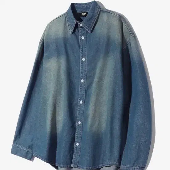 [BUNJANG] Trillion Washing Oversized Denim Shirt / 트릴리온 워싱 오버핏 데님청셔츠